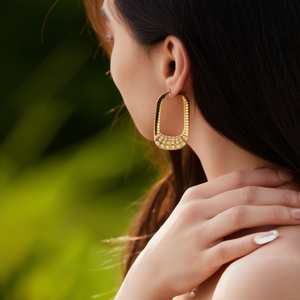 Pendientes de perlas chapados en oro, aro de acero inoxidable 316L con perlas para mujer - Product Image 3