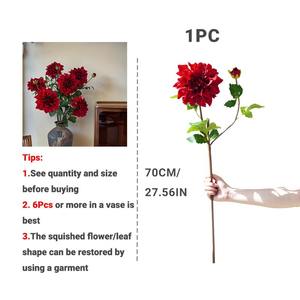 Fleur artificielle Dahlia verte haut de gamme en soie, à une ou deux têtes, pour accessoires de photographie, Thanksgiving, mariage, décoration intérieure - Vente en gros - Product Image 6