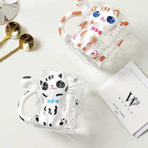 Alta qualità di vendita di 260ml di <span class=keywords><strong>disegno</strong></span> tridimensionale colorato Pet gattino tazze <span class=keywords><strong>da</strong></span> caffè tazza di vetro per caffè - Product Image 3