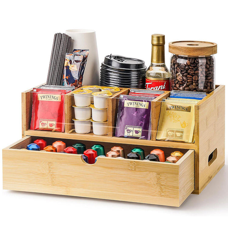 Bamboo Coffee and Tea Organizer with