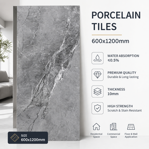 Carrelage en porcelaine Foshan 600x1200mm, blanc super moderne, corps pleine masse, finition ultra brillante, surface ultra plate, double absorption zéro, pour villas et espaces commerciaux - Product Image 2