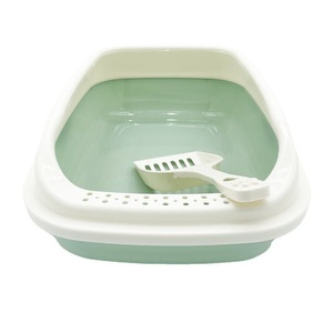 Caja de arena para gatos rectangular extra grande, semicerrada, antirresbaladuras, para gatos adultos, con pala incluida. - Product Image 1