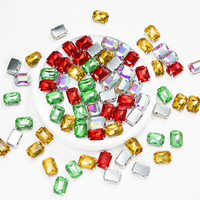 Middelgrote groene rechthoekige klauw-rhinestone, hoogwaardige platte achterkant, handgestikte glazen diamant, DIY sieradenaccessoires voor schoenen en tassen