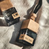 Bouteille en verre noire vide de luxe de 5ml 8ml 10ml Diffuseur d'huiles essentielles de voiture Parfum Désodorisant Bouteille de parfum avec bouchon carré