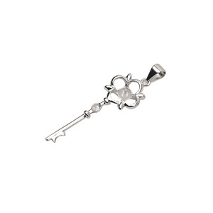 Pendentif clé en argent S925, plateau vide double perle 5-6 mm, accessoires de bijoux tendance pour femme, composants de fabrication de bijoux DIY - Product Image 5