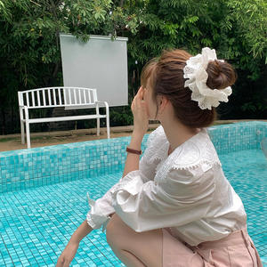 Coletero Grande de Satén con Lazo, Estilo Dulce, 12cm, Accesorio Nupcial para el Cabello - Product Image 4