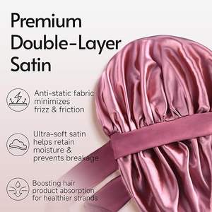 <span class=keywords><strong>Bonnet</strong></span> en satin <span class=keywords><strong>Bonnet</strong></span> en soie pour dormir <span class=keywords><strong>Bonnet</strong></span> de cheveux doublé en satin double couche avec bande de cravate pour femmes cheveux bouclés - Product Image 5
