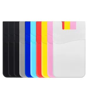 Customized LOGO Double Layers Mobile Phone Wallet Sticky Pocket Smart Phone business card id Silicone card holder