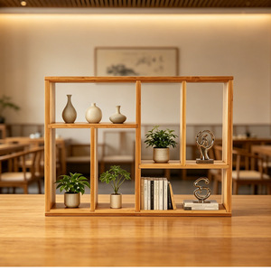 Bamboo Grid Wall <b>Shelf</b> Rectangle Multi Functional Storage <b>Rack</b> For Home Display - Product Image 2