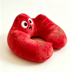 Customized Cherry Fruit Plush Travel Pillow,Cartoon Cherry Character U, <b>Neck</b> <b>Cushion</b> Lovely Embroidered ,Cherry Plush <b>Neck</b> Rest - Product Image 6
