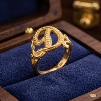 Bague personnalisée avec initiale en or massif plaqué or, style hip-hop, cadeau pour homme pour le Nouvel An, QIUHAN Dropshipping