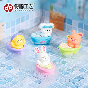 Figurines d'animaux de dessin animé mignons en résine, mini jouets de bain pour enfants, décorations de bureau - Product Image 4