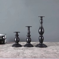 Porte-bougie conique en métal rétro, style américain, noir