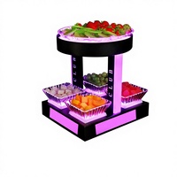 Plateau carré en acier inoxydable pour fruits, éclairé par LED, 1,5 L, pour KTV, plateau à collations pour boîte de nuit, support lumineux pour apéritifs