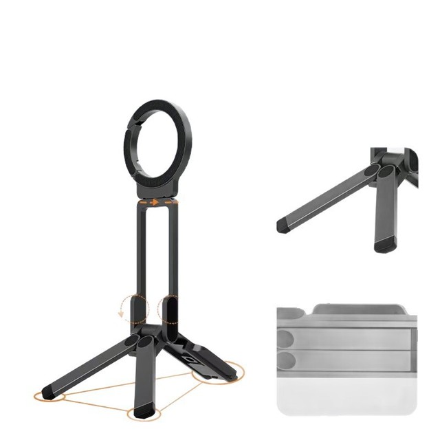 Portable Magnetic Phone Holder Tripod 360° Rotatable Foldable Travel Neck Hanging Stand for Train Live Streaming Vlog