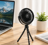 Mini ventilateur portable Octopus Tripod 360 °   Ventilateur de refroidissement USB-C rechargeable 3600 mAh à 5 vitesses rotatives pour poussette de bébé et camping en extérieur