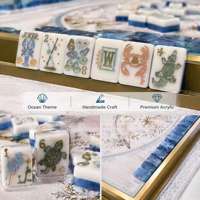 Juego de Mahjong Americano de Acrílico Personalizado de Lujo Moderno Azul Waterside 2026, Portátil, con Diseño Oceánico, para Entretenimiento de Adultos