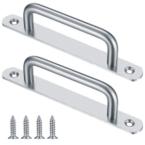 Robust Silver Stainless Steel 192mm 7.56 Inch Modern Door Handle for Kitchen & Bathroom Cabinets Interior Entry Use