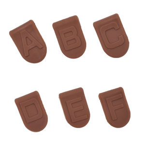 Étiquettes de verres en silicone, clips de marquage en forme de lettre, forme incurvée, couleur marron, pour fête, cocktail, 6 couleurs aléatoires incluses - Product Image 1