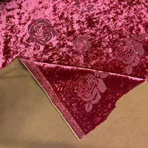 Velours épuisé écrasé 2 tons couleur rose polyester floral nylon spandex velours pour robe et vêtement