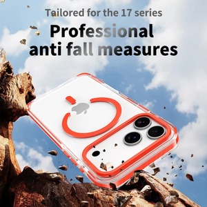 Couverture de bordure rayée PE de luxe pour étui de téléphone transparent de Charge sans fil magnétique <span class=keywords><strong>Magsafe</strong></span> pour iPhone 17 Air 16 15 14 13 12 17 Pro Max - Product Image 3