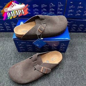 Birkentocks personnalisés d'Allemagne, sandales plates d'extérieur, mules sabots en cuir véritable et daim pour <span class=keywords><strong>femme</strong></span>, avec semelle en liège, sabots solides Birkentocks - Product Image 5