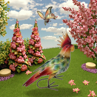 Ventes en gros d'oiseaux décoratifs de jardin en métal durable Happy Aviary, Joyhalo rustique, oiseaux artificiels à capteur chantant, ornements de jardin