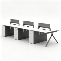 Mobilier de bureau moderne intelligent haut de gamme sur mesure, poste de travail pour 6 personnes, mobilier de bureau avec chemin de câbles