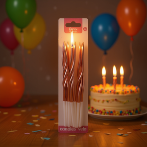 Velas Decorativas en Espiral Party Love de 11 cm, Color Oro Rosa, sin Goteo, para Pastel de Cumpleaños - Product Image 2