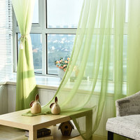 Rideau transparent moderne épais blanc et vert dégradé en polyester filtrant la lumière pour chambre, salon, balcon
