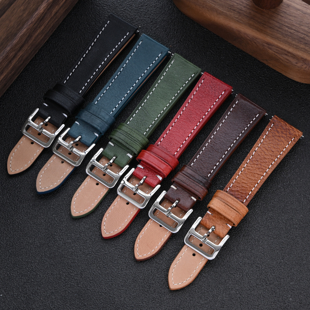 Vintage Quick Release Oil Wax Genuine Leather Watch Strap 18mm 20mm 22mm Full Grain Cow Leather Wrist Watchbands 17mm 19mm 21mm