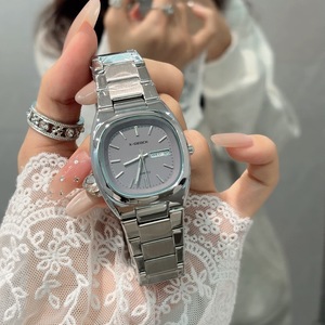 002420 Retro quartz polshorloge Vierkant roestvrijstalen band Waterdichte wijzerplaat met datumweergave - Product Image 3