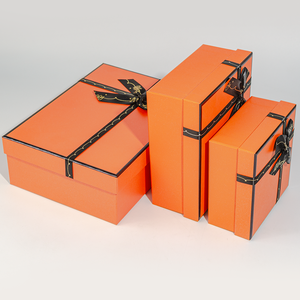 Hộp vận chuyển cao cấp hộp quà màu Cam với bao bì giấy ruy băng màu đen thanh lịch-Lý tưởng cho quà tặng & lễ kỷ niệm - Product Image 3