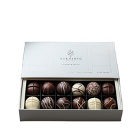 Boîtes d'emballage pour chocolats à la truffe personnalisées avec logo d'usine, recyclables, en carton ondulé blanc de forme carrée, boîte cadeau rigide
