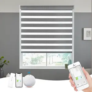 Popüler kumaş zebra stor perde Alexa kontrollü akıllı motor zebra güneşlikler pencere gündüz ve gece özel güneşlikler