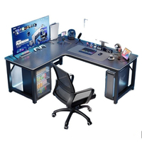 Modern Design L-Shaped Corner Gaming Desk Computer Desktop Gaming Room Gaming Table with Bookshelf