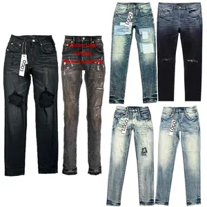 Paarse Jeans Custom Designer Logo Slim Fit Jeans Voor Mannen Merk Kleding Denim Jeans