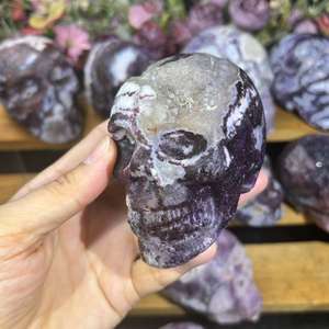 All'ingrosso natura di cristallo Fluorite teschi Druzy <span class=keywords><strong>con</strong></span> Sphelarite pietre curative <span class=keywords><strong>viola</strong></span> Fluorite teschi scolpiti per la decorazione - Product Image 6