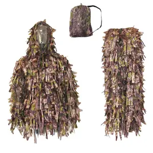 迷彩套装轻便户外森林吉利套装3D树叶林地迷彩服丛林狩猎服装和裤子