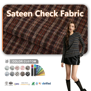 Tessuto Tweed a Quadri Spazzolato su Due Lati, Misto Lana, per Completi da <span class=keywords><strong>Bambina</strong></span>, Giacca in Filato Tinto, Fornitura per Ragazzi - Product Image 1