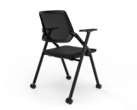 Chaise de formation ergonomique moderne en maille avec accoudoirs coulissants et roulettes pour salle de conférence et salle de classe