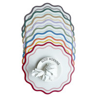 Set de table rond en similicuir à bords festonnés, imperméable, résistant à l'huile et à la chaleur, rayé coloré, pour la maison et les restaurants