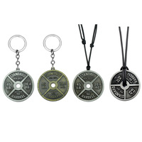 Porte-clés vintage punk en métal pour musculation, alliage de zinc, plaque de poids haltère 45 LB, cadeau pour les amateurs de gym et de sport
