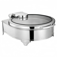 Chauffe-Plat Rond Commercial de Table en Acier Inoxydable 304 avec Fenêtre, 6L, Chauffage Électrique