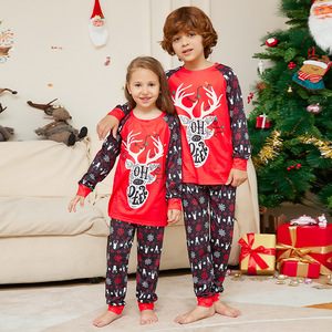 Conjuntos de Pijamas com Estampa de Desenhos Animados PASUXI, Impressão de Letras, Pijamas de Algodão para Crianças, Bebês, Mulheres e Homens, Conjunto de Pijamas de Natal - Product Image 3