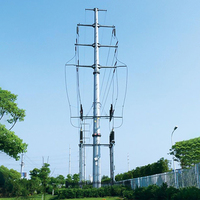 Ligne de transmission d'énergie électrique 33KV 220kV, poteau tubulaire en acier galvanisé de 11m, 12m, 13m