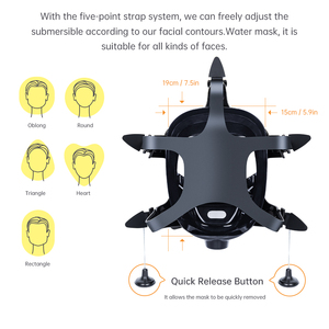 Masque de plongée intégral en silicone, vue large à 180 degrés, anti-buée, avec support pour caméra d'action, pour la plongée avec tuba et la plongée libre - Product Image 4