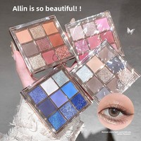 Palette de fards à paupières OEM Glowing Mirage neuf couleurs, 9 pièces, longue tenue, teintes vibrantes, ingrédient nacré, fini mat/brillant/fine paillette/foncé/clair