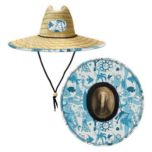 Sombrero de Paja Estilo Panamá al por Mayor, Sombrero de Paja Natural para Surf y Pesca, Sombrero de Paja para Mujer con Estampado en la Parte Inferior - Product Image 4