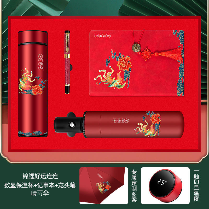 Stylo parapluie rouge [en forme de coupe] : un symbole de prospérité et de bon augure.